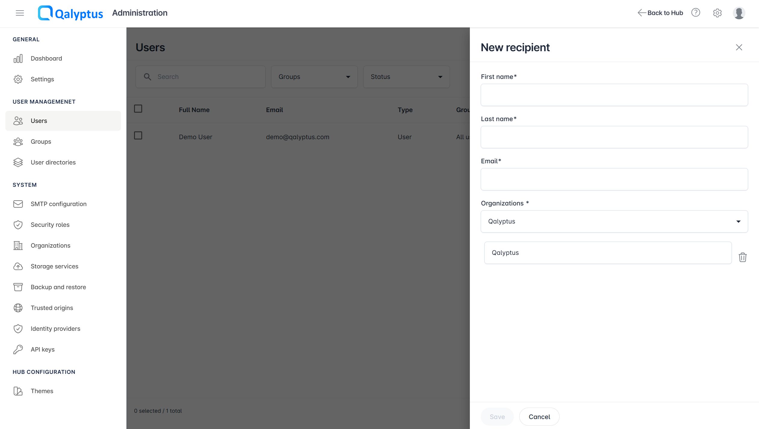 Qalyptus Server Create Users