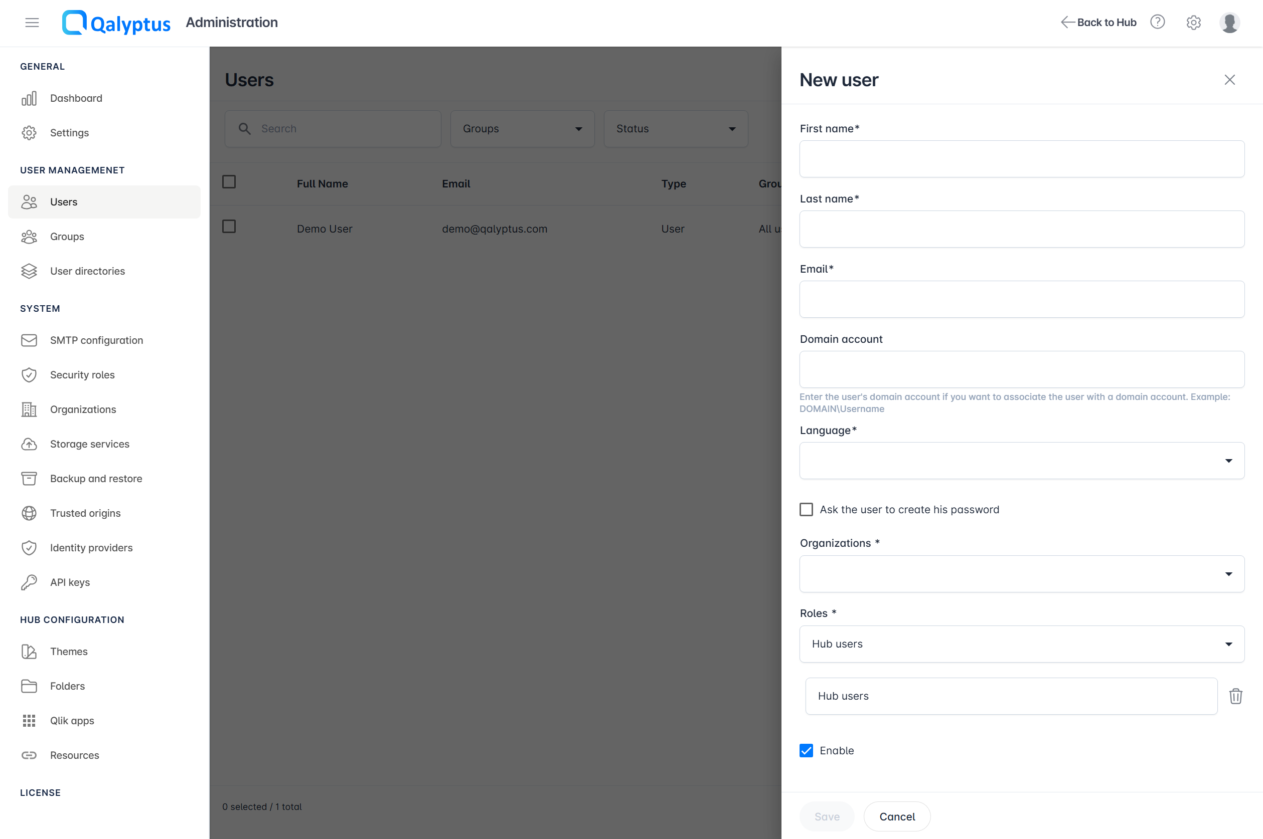 Qalyptus Server Create Users