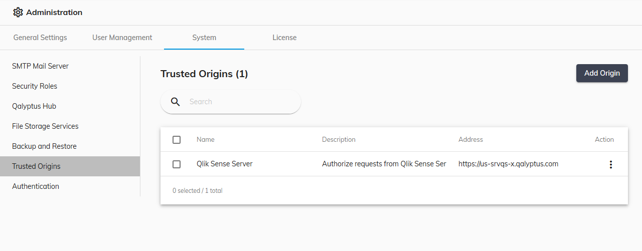 Qalyptus Server System Trusted Origins