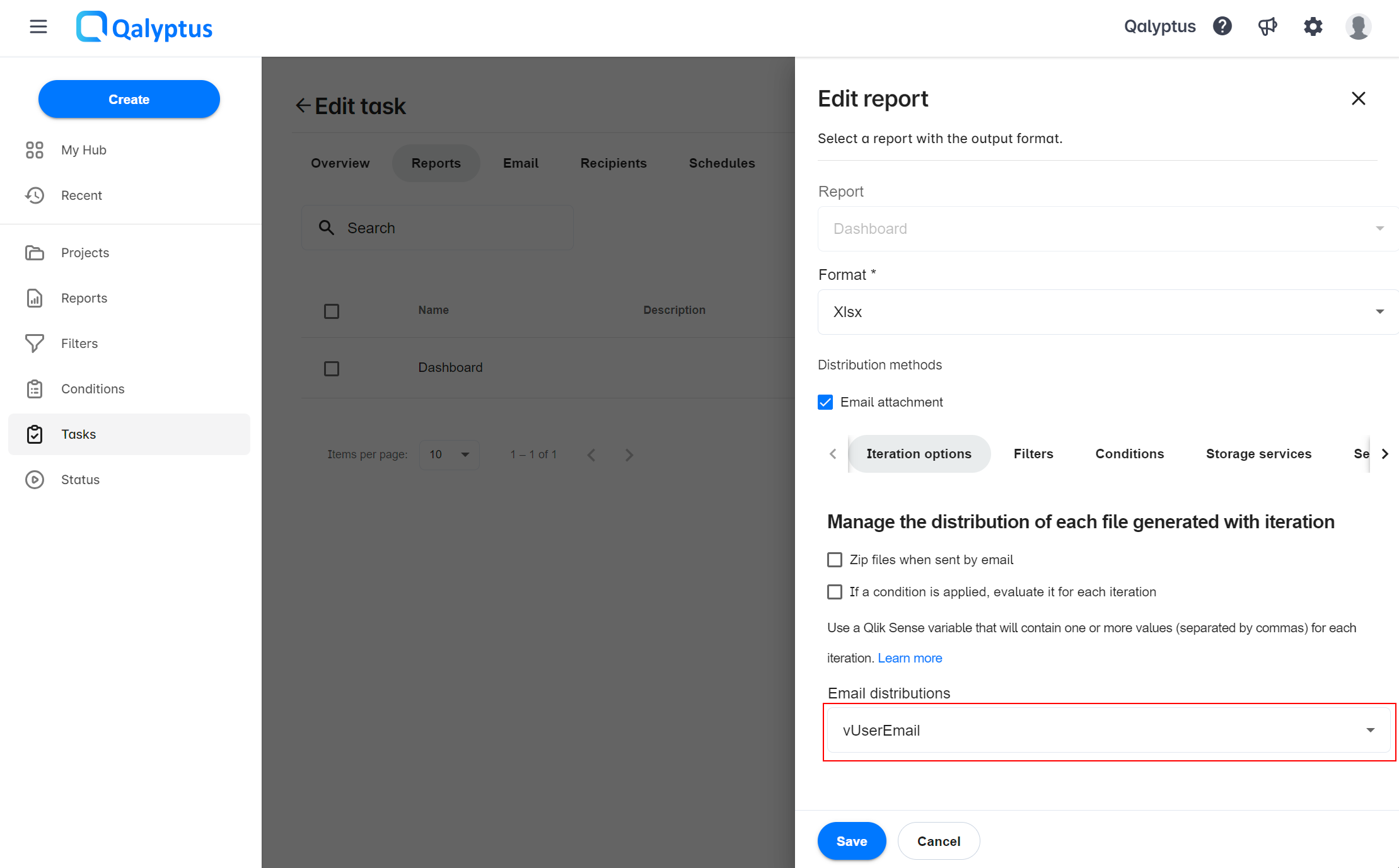 Qalyptus Cloud- Add email distribution variable