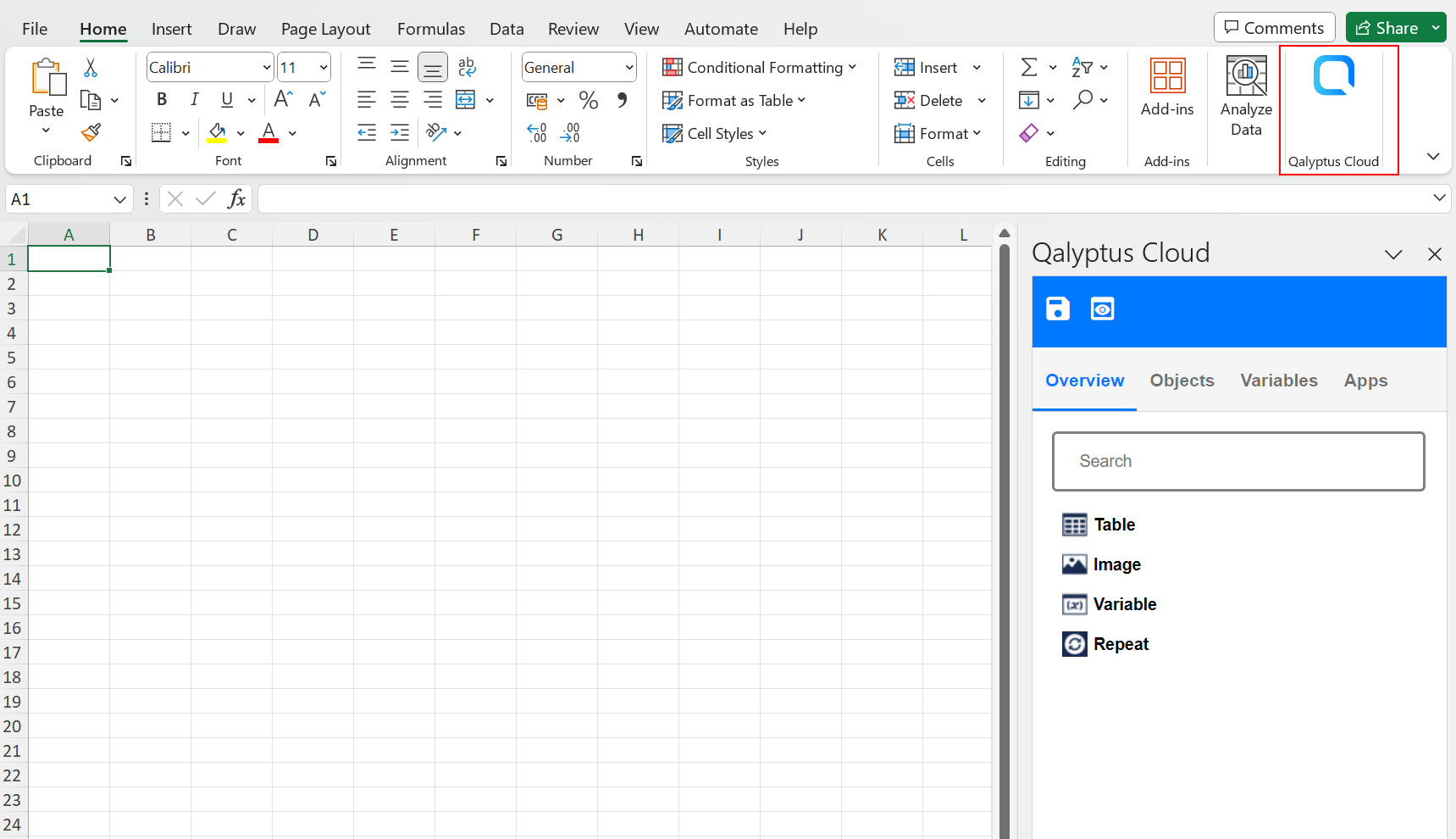 Qalyptus Install Office add-in open