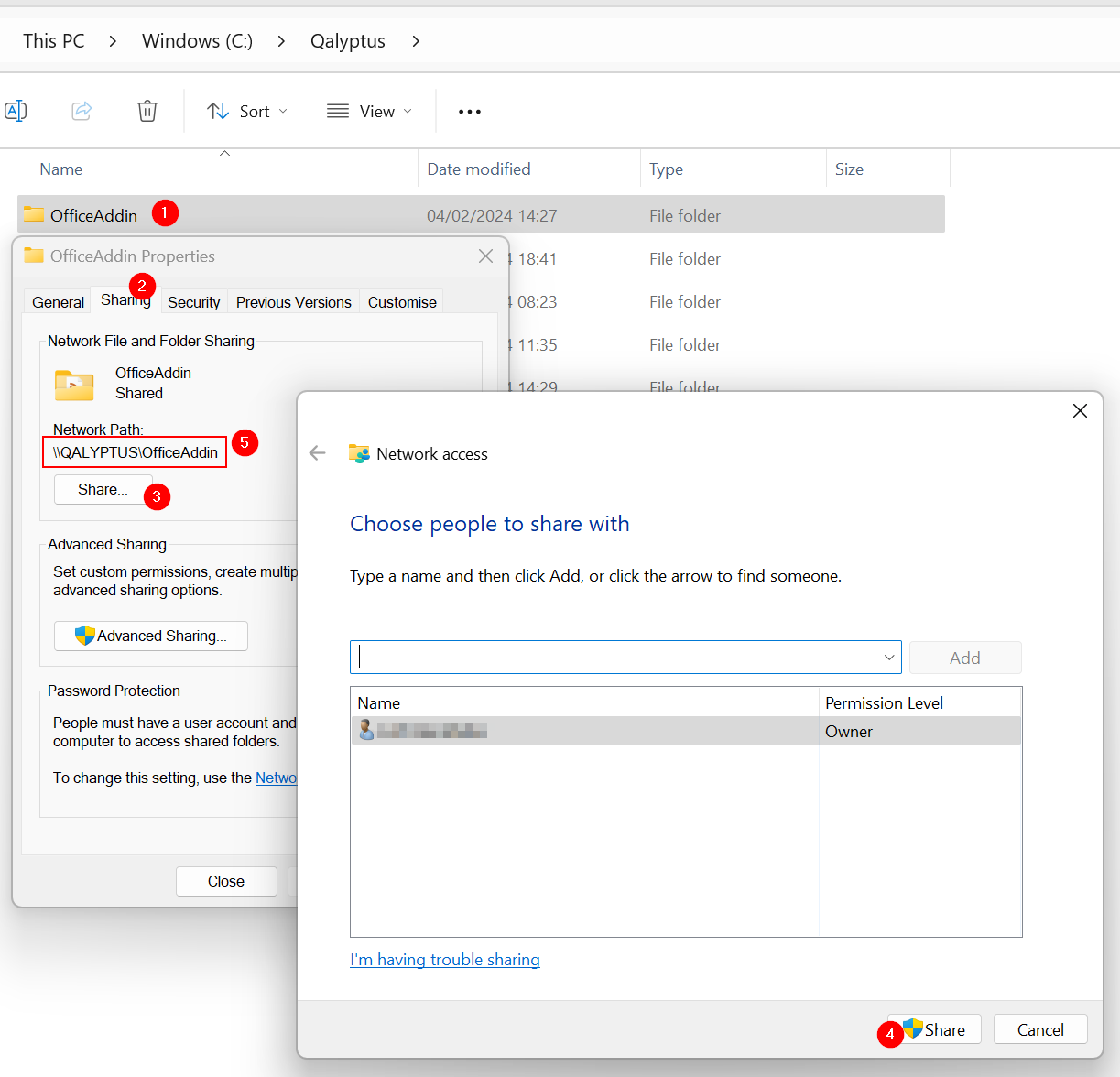 Qalyptus Install Office add-in - share folder