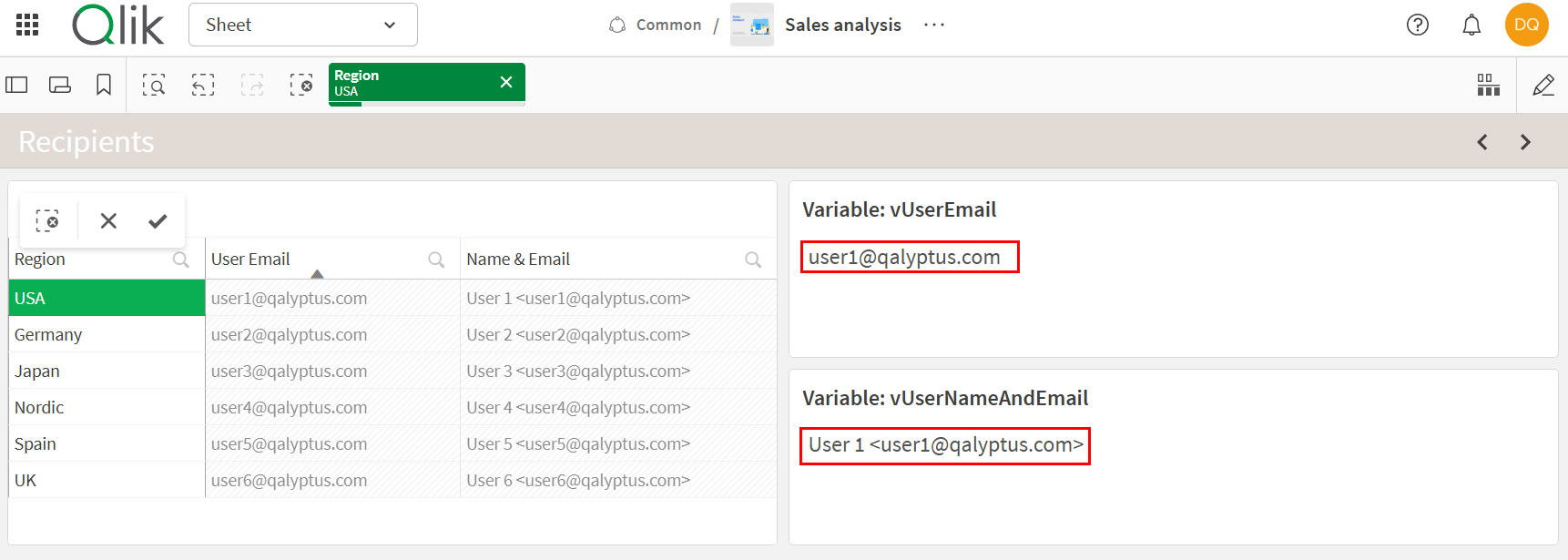 Qalyptus filter per user