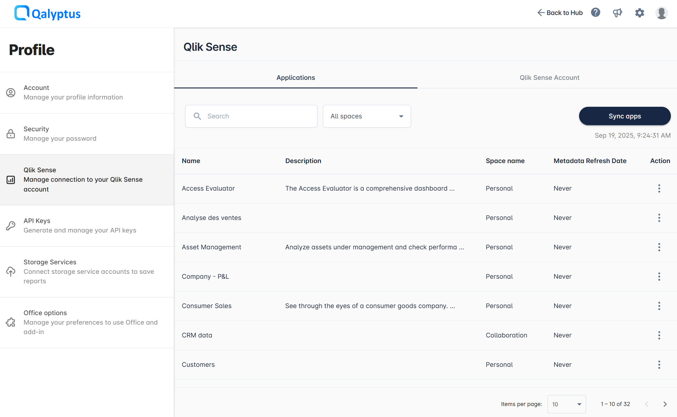 Qlik Sense app sync