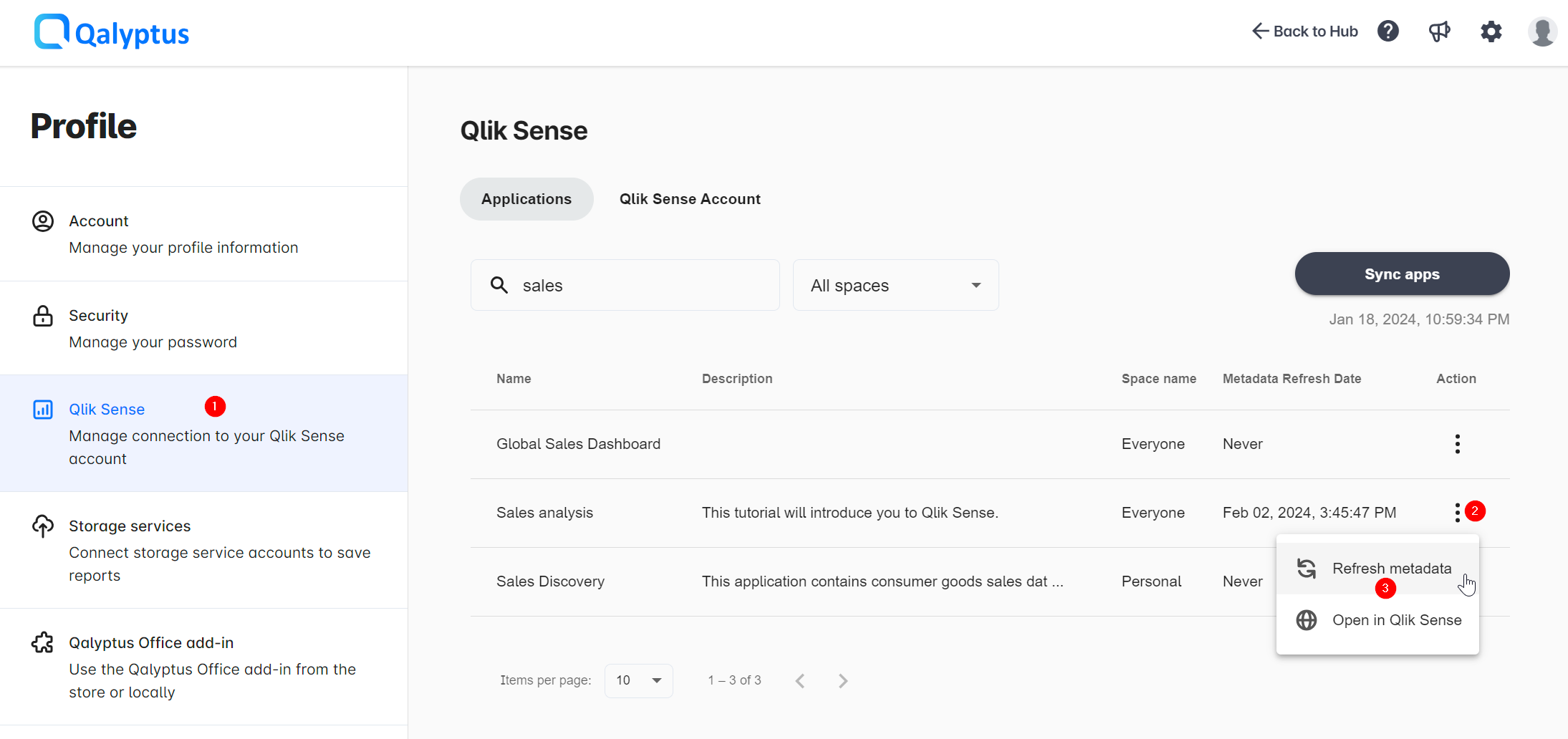 Qalyptus Cloud- refresh app metadata