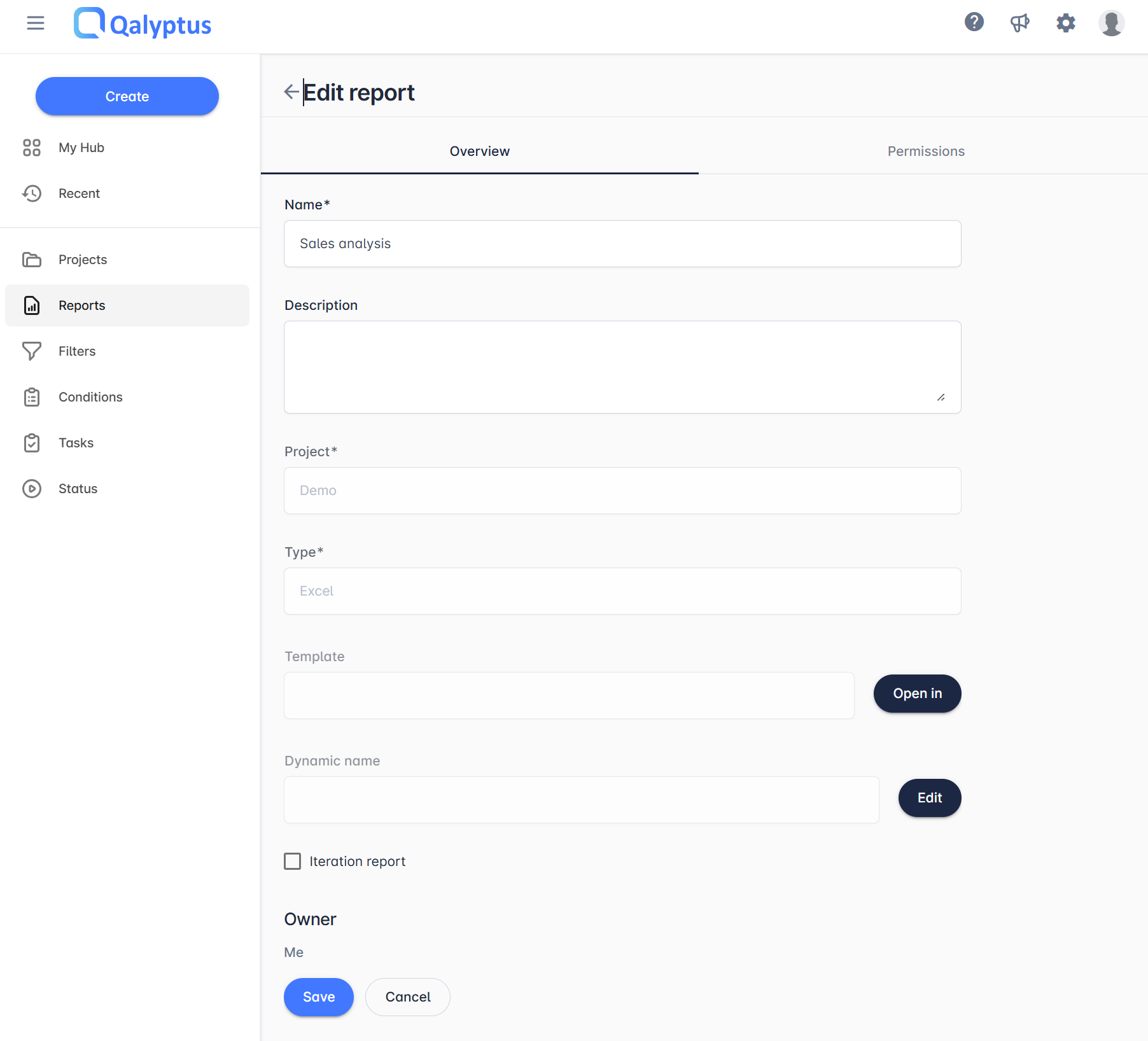 Qalyptus Cloud - create report