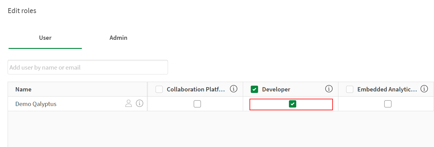 Qalyptus Cloud - User has Qlik developer role