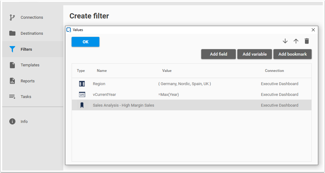 Qalyptus Create Filter Values
