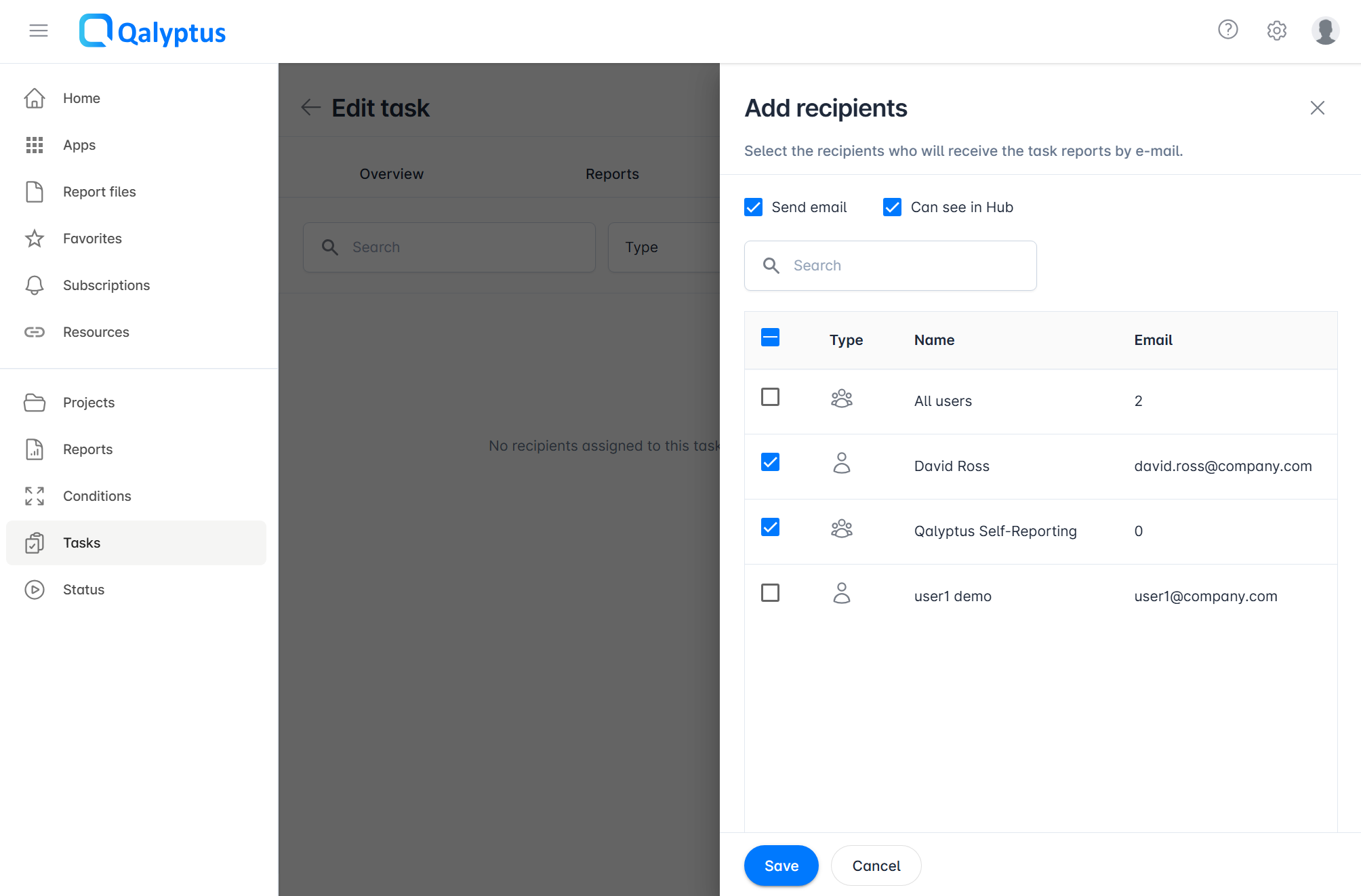 Add task recipients