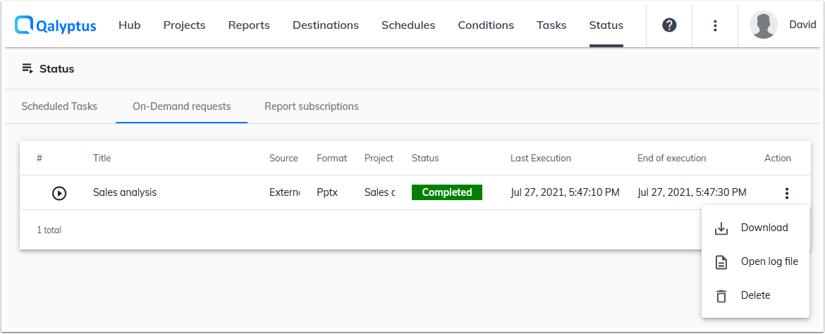 Qalyptus On Demand Status