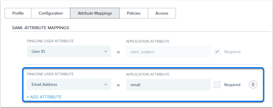 Ping Identity Attribute Mappings