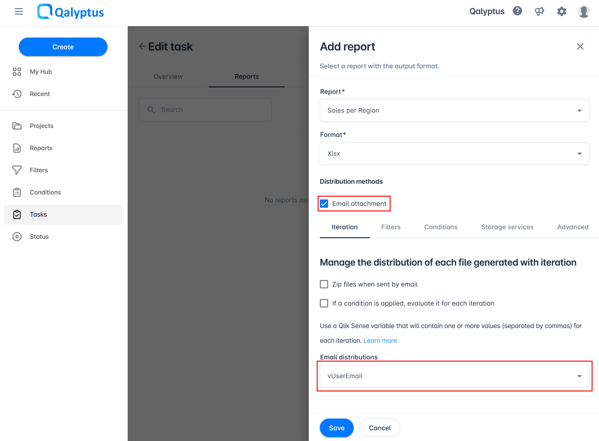 Qalyptus Cloud - Ajouter une variable de distribution par e-mail