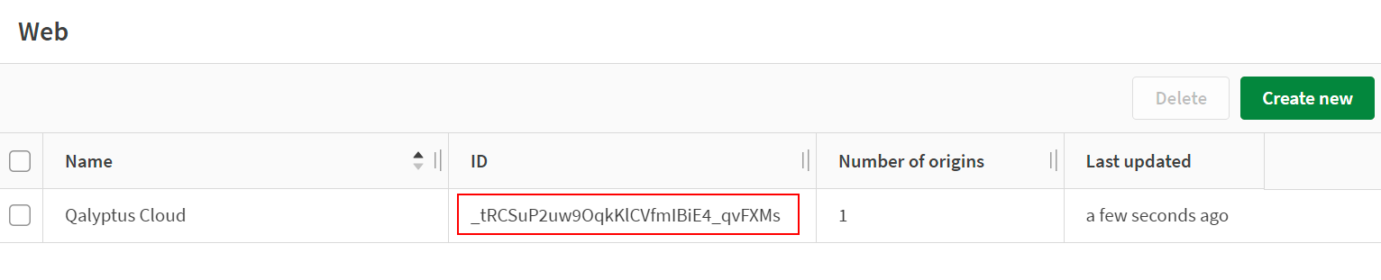 Qalyptus Cloud - Rechercher l'identifiant d'intégration Web