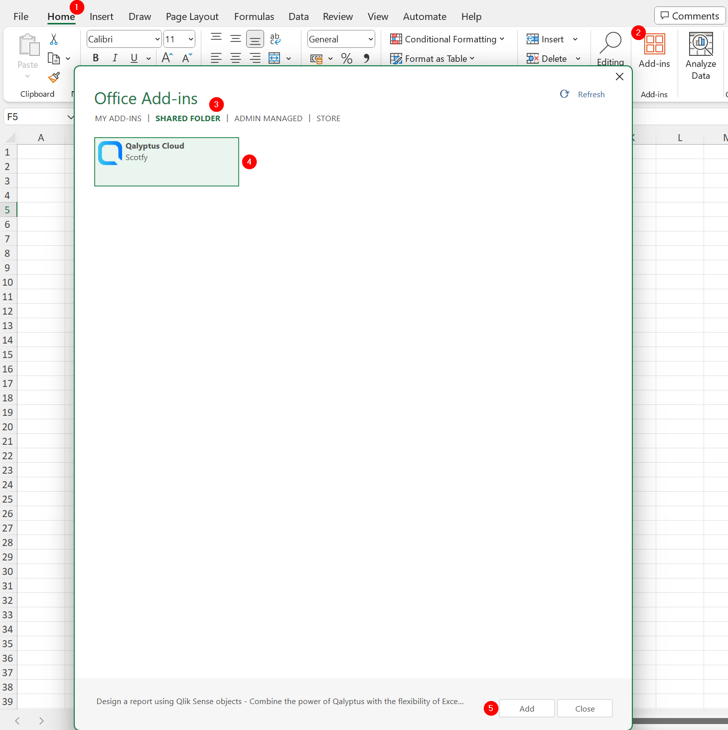 Qalyptus - Activer le complément Office