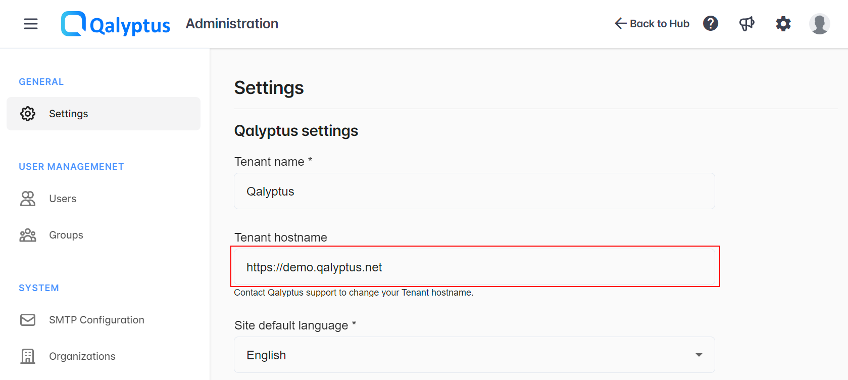 Qalyptus Cloud - Obtenir l'adresse du tenant