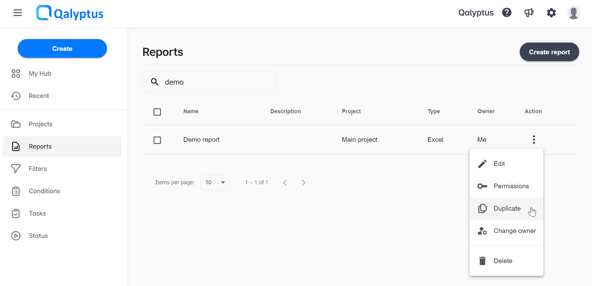 Qalyptus Cloud - Duplicate Items (Reports, Filters, Conditions, and Tasks)