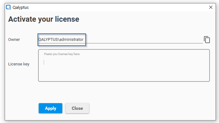 Activation de la licence Qalyptus 2