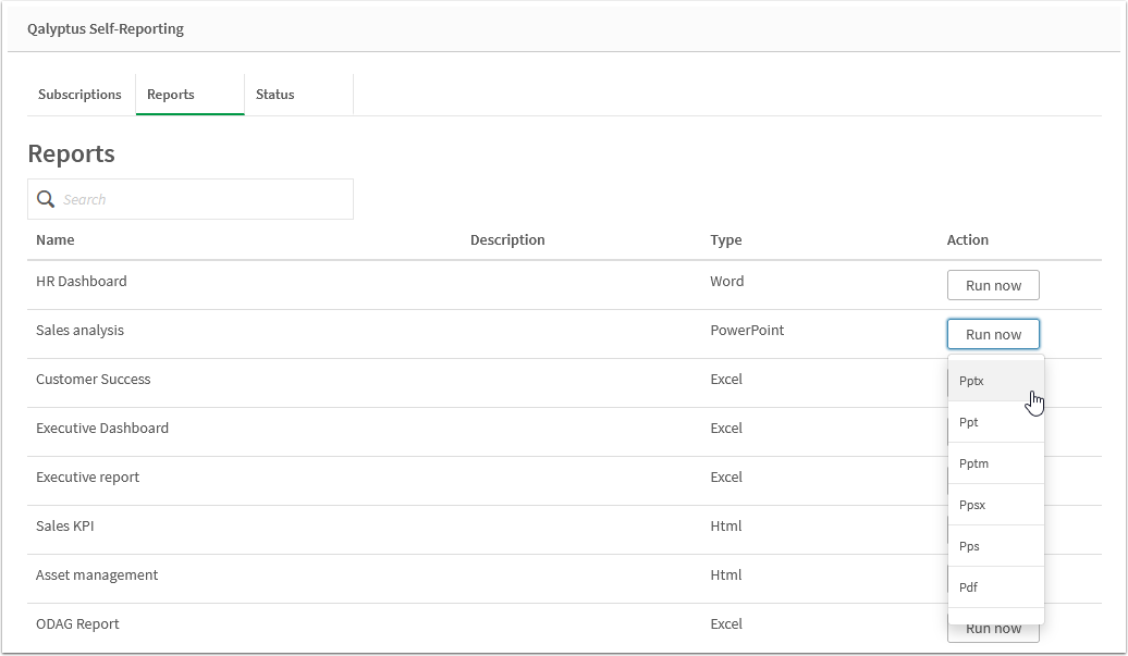 Qalyptus Self Reporting Run Report