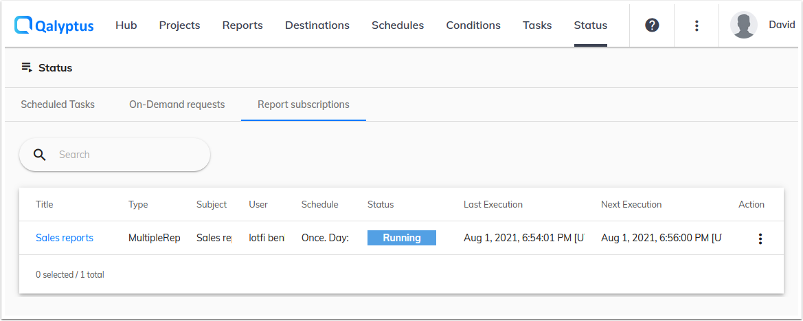 Qalyptus Self Service Subscription Status