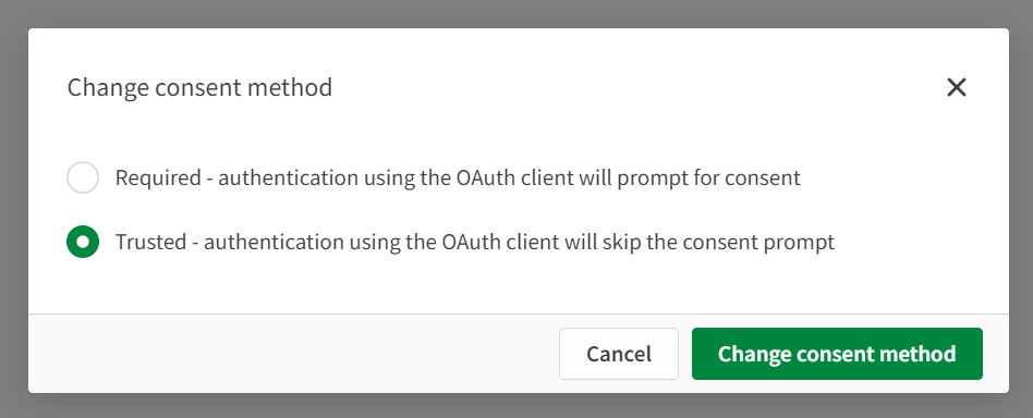 Qlik Sense confirmer la méthode de consentement